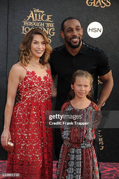 Dancer Allison Holker, daughter Weslie Fowler and dancer Stephen 'tWitch' Boss attend the premiere of Disney's 'Alice Through the Looking Glass' at...