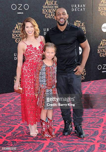 Dancer Allison Holker, daughter Weslie Renae Fowler and tv personality Stephen 'tWitch' Boss attend the premiere of Disney's' 'Alice Through The...