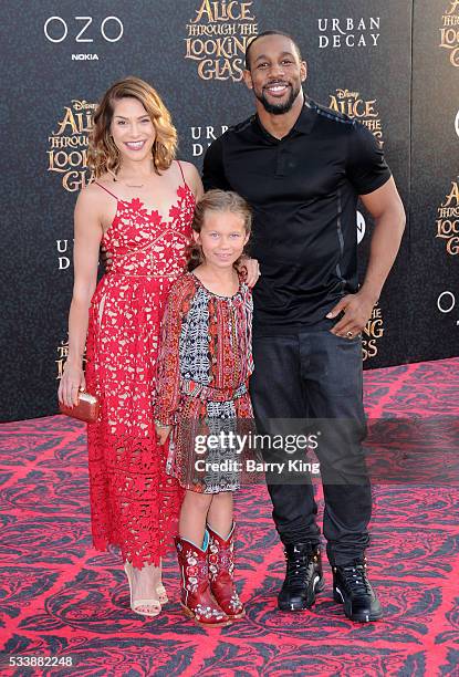 Dancer Allison Holker, daughter Weslie Renae Fowler and tv personality Stephen 'tWitch' Boss attend the premiere of Disney's' 'Alice Through The...