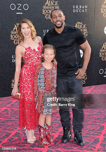 Dancer Allison Holker, daughter Weslie Renae Fowler and tv personality Stephen 'tWitch' Boss attend the premiere of Disney's' 'Alice Through The...