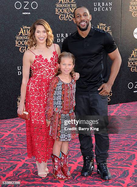 Dancer Allison Holker, daughter Weslie Renae Fowler and tv personality Stephen 'tWitch' Boss attend the premiere of Disney's' 'Alice Through The...