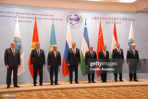 Russian Foreign Minister Sergey Lavrov , Chinese Foreign Minister Wang Yi , Kyrgyzstan's Foreign Minister Erlan Abdyldaev , Tajikistan's Foreign...