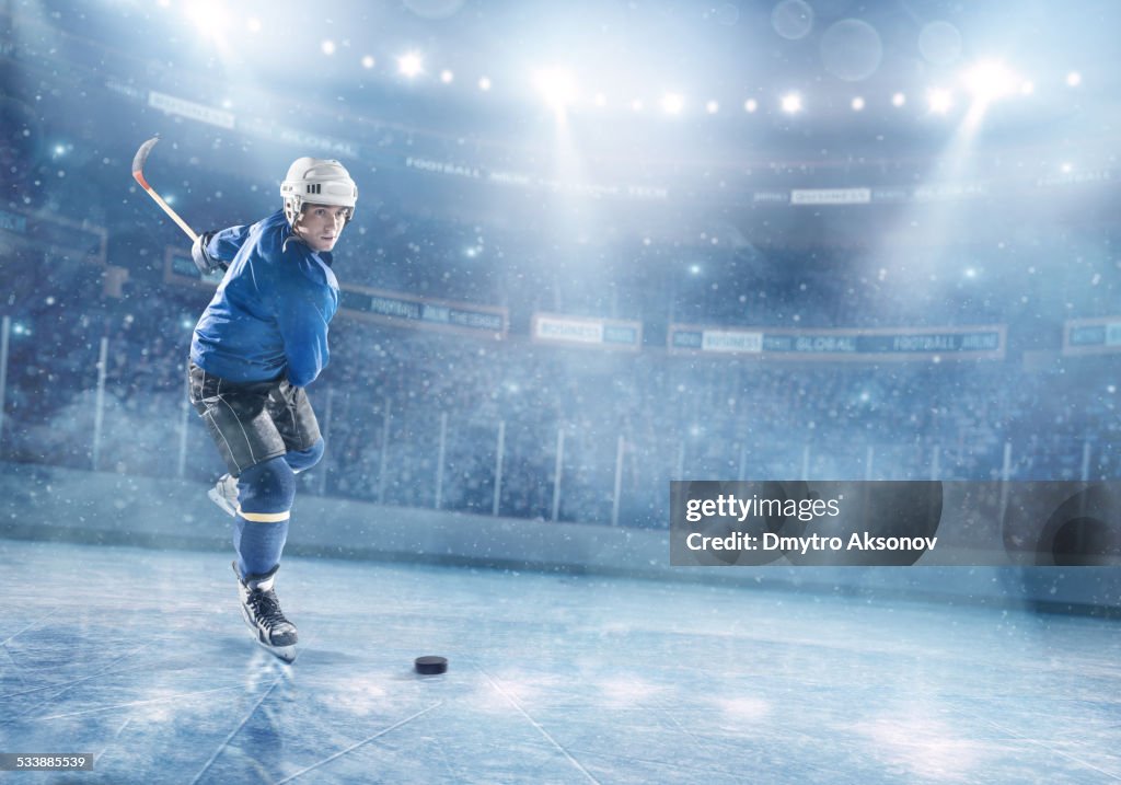 Ice hockey players in action