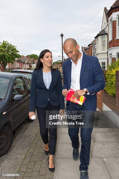 London England - May 20th 2016, Labour MP Chuka Umunna campaigning in Tooting with Matthew Pennycook, Labour MP for Greenich and Rosena Allin Khan...