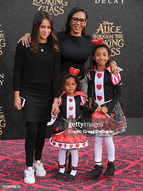 Singer Mel B, daughters Madison Belafonte, Angel Iris Murphy Brown and Giselle Belafonte arrive at the premiere of Disney's "Alice Through The...