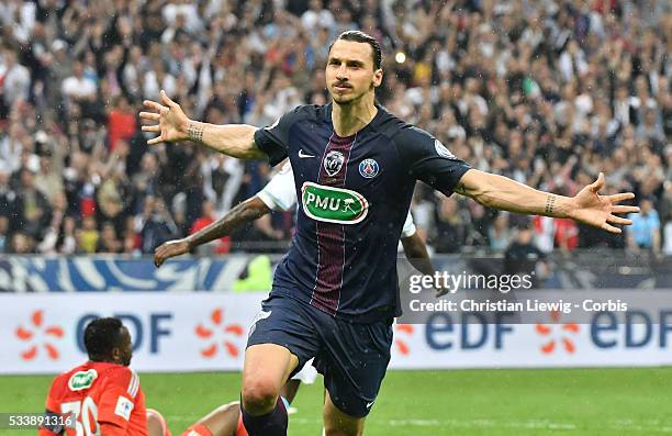 Zlatan Ibrahimovic during the final French Cup between Paris Saint-Germain and Olympique de Marseille at Stade de France on May 21, 2016 in Paris,...