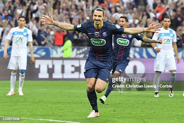 Zlatan Ibrahimovic during the final French Cup between Paris Saint-Germain and Olympique de Marseille at Stade de France on May 21, 2016 in Paris,...