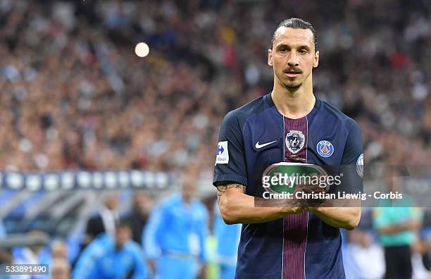 Zlatan Ibrahimovic during the final French Cup between Paris Saint-Germain and Olympique de Marseille at Stade de France on May 21, 2016 in Paris,...
