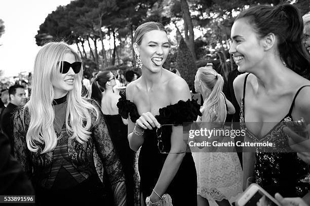 Lara Stone, Karlie Kloss and Irina Shayk attend the amfAR's 23rd Cinema Against AIDS Gala at Hotel du Cap-Eden-Roc on May 19, 2016 in Cap d'Antibes,...