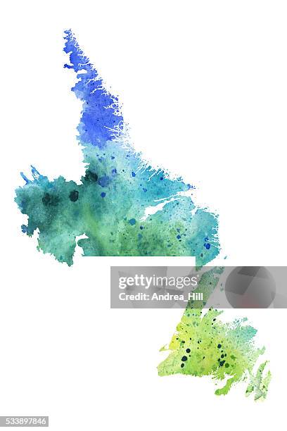 Newfoundland Abstract Map Map Of Newfoundland With Watercolor Texture Raster Illustration High ...