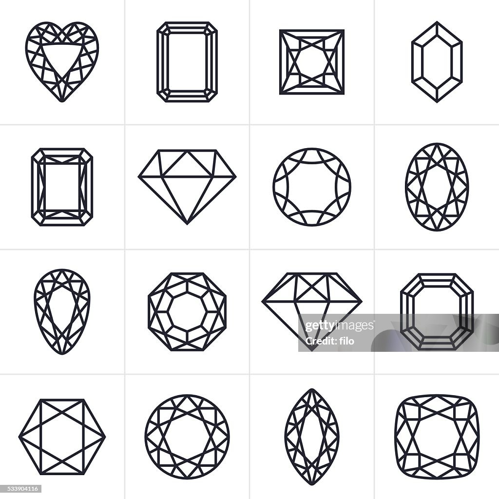 Jewel and Gem Cut Icons and Symbols
