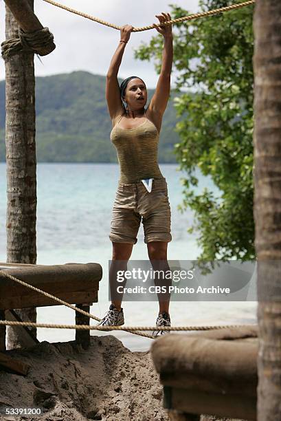 During the second episode of Survivor: Palau, Ashlee Ashby of the Ulong tribe, during the reward challenge "The Gauntlet" on the CBS Television...