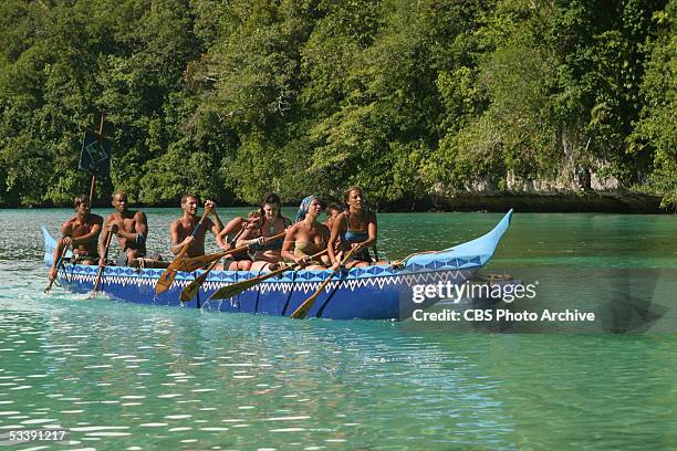 Castaways during the second episode of Survivor: Palau, during the immunity challenge, "Heads Up", The Ulong Tribe, Bobby Jon Drinkard, Ibrehem...