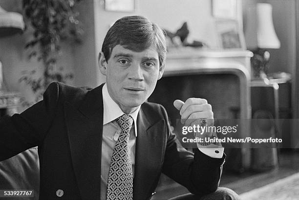 English actor Anthony Andrews pictured at home on 1st December 1978.