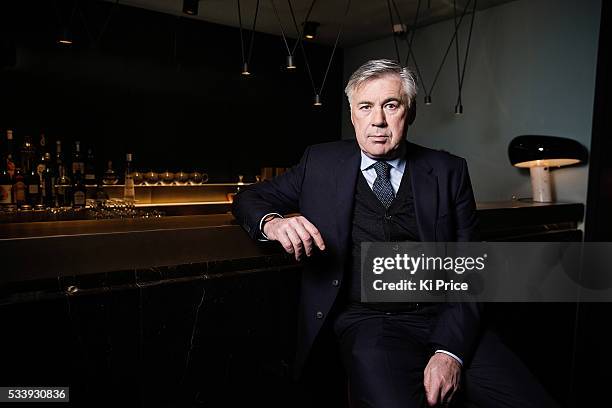 Football manager Carlo Ancelotti is photographed for Goal.com on February 16, 2016 in London, England.