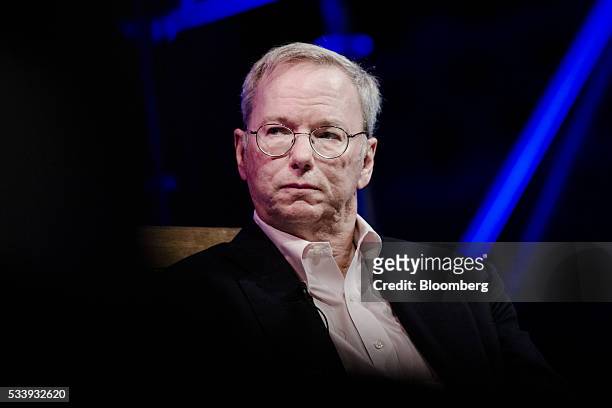 Eric Schmidt, chairman of Alphabet Inc., pauses during the opening of "Startup Fest", a five-day conference to showcase Dutch innovation, in...