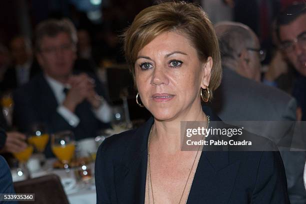 Secretary General of Spanish PP Maria Dolores de Cospedal participates in an informative breakfast organized by the news agency Europa Press at the...