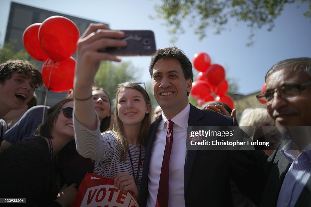 Ed Miliband Campaigns On The Labour In Battle Bus
