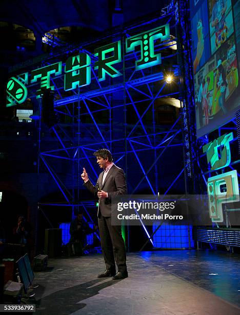 Travis Kalanick, CEO Uber, gives a presentation during the kick-off of Startup Fest Europe on May 24, 2016 in Amsterdam, The Netherlands. The event...