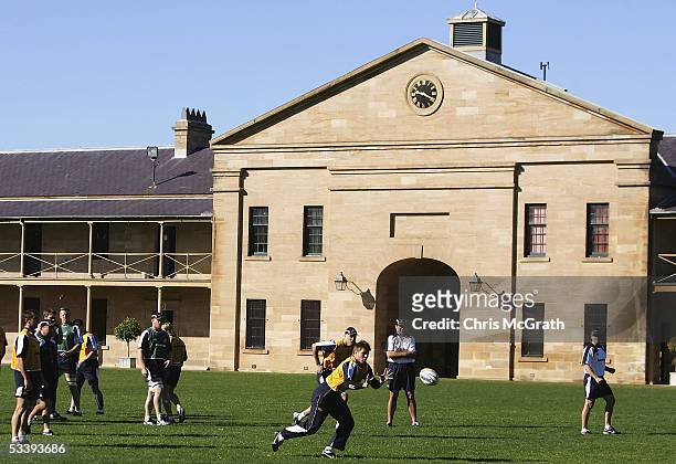 Drew Mitchell in action during the Australian Wallabies training session held at Victoria Barracks August 16, 2005 in Sydney, Australia.
