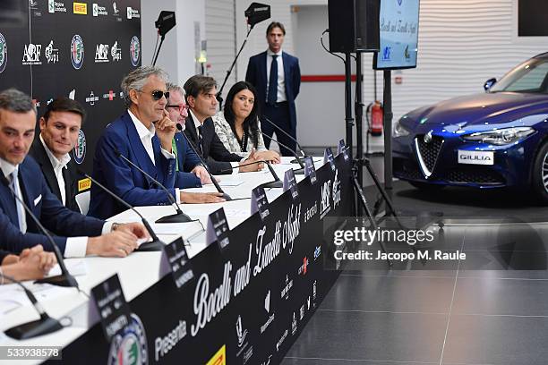 General view of the Bocelli and Zanetti Night press conference on May 24, 2016 in Arese, Italy.