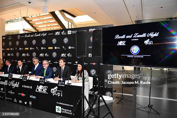 General view of the Bocelli and Zanetti Night press conference on May 24, 2016 in Arese, Italy.