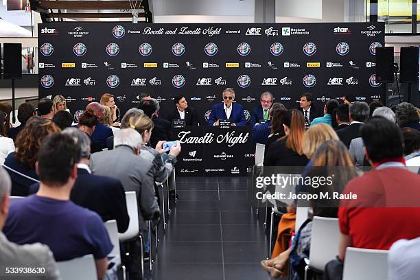 General view of the Bocelli and Zanetti Night press conference on May 24, 2016 in Arese, Italy.