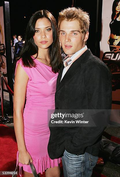 Actor Mike Vogel and his wife Courtney pose at the premiere of Twentieth Century Fox' s "Supercross: The Movie" at the Wadsworth Theater on August...