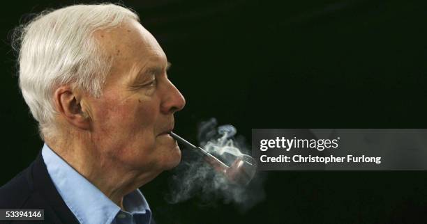 Author Tony Benn poses for a portrait at Edinburgh Literary Festival held at Charlotte Square on August 16, 2005 in Edinburgh, Scotland.