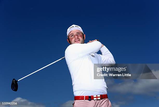 Portrait of Andy Sullivan of England ahead of the BMW PGA Championship at Wentworth Golf Club on May 24, 2016 in Virginia Water, England.