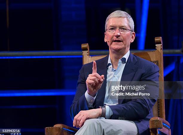 Apple CEO Tim Cook attends the kick-off of Startup Fest Europe on May 24, 2016 in Amsterdam, The Netherlands. The event facilitates match-making...