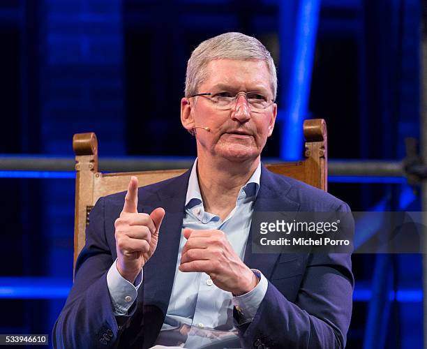 Apple Ceo Tim Cook attends the kick-off of Startup Fest Europe on May 24, 2016 in Amsterdam, The Netherlands. The event facilitates match-making...