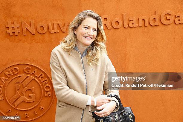 Journalist Astrid Bard attends the 2016 French Tennis Open - Day Three at Roland Garros on May 24, 2016 in Paris, France.