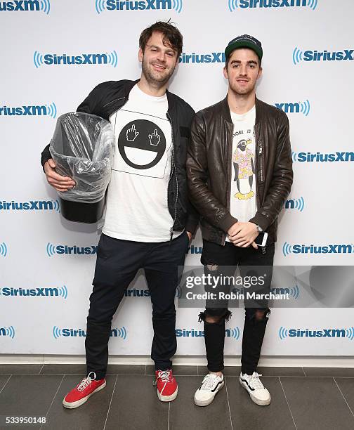 Alex Pall and Andrew Taggart of The Chainsmokers visit at SiriusXM Studios on May 24, 2016 in New York City.