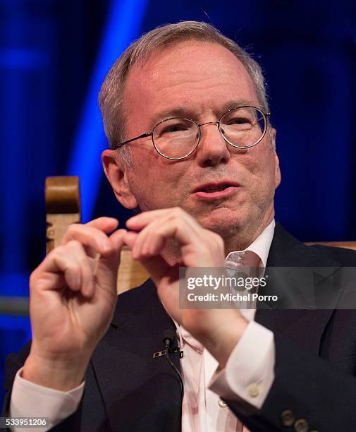 Eric Schmidt, CEO of Alphabet, parent company of Google, attends the kick-off of Startup Fest Europe on May 24, 2016 in Amsterdam, The Netherlands....