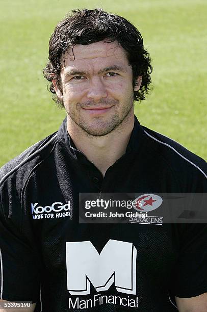 Andy Farrell, former Wigan Warriors Rugby League player, makes his first appearance for Saracens during training on August 16, 2005 at Saracens...