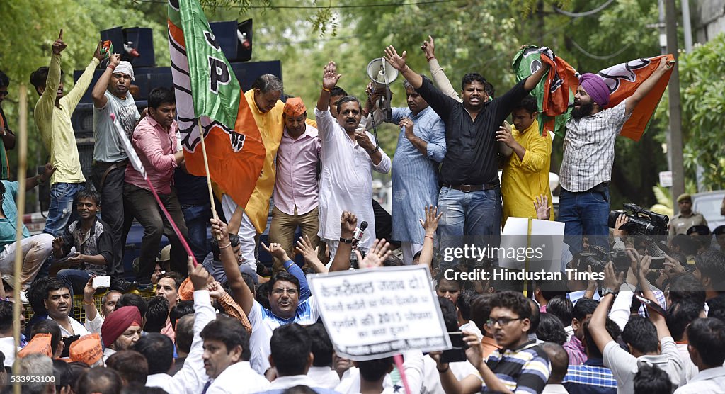 BJP Protests Against Water Crisis In Delhi