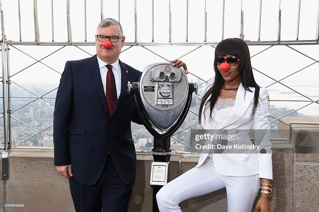 Naomi Campbell Lights Empire State Building in Celebration of Red Nose Day