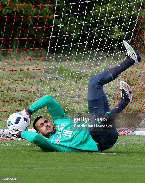 Adam Federici during a Australia National football team training session at The Academy of Light on May 24, 2016 in Sunderland, England.