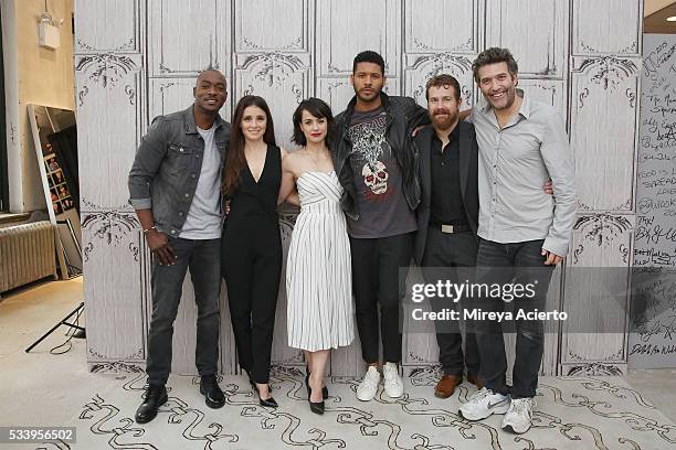 Britt, Shiri Appleby, Constance Zimmer, Jeffrey Bowyer-Chapman, Josh Kelly and Craig Bierko from the television show, "UnREAL", visit AOL Studios in...