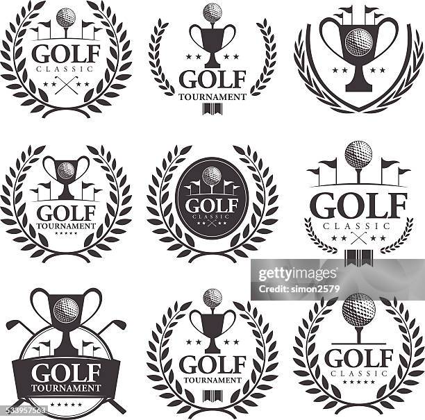 golf-emblem design - putting green stock-grafiken, -clipart, -cartoons und -symbole