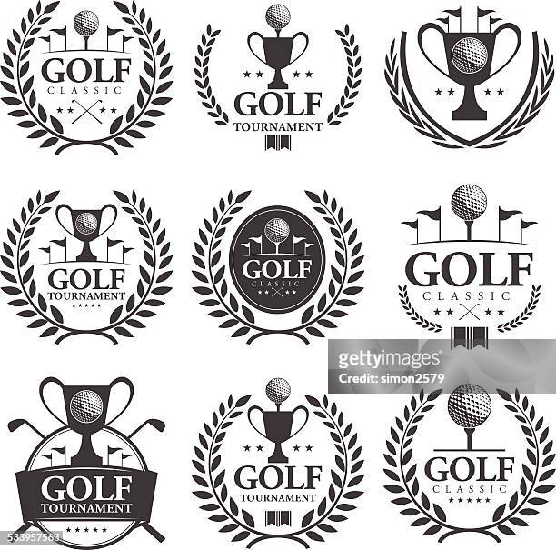 golf emblem design set - golf accessories stock illustrations