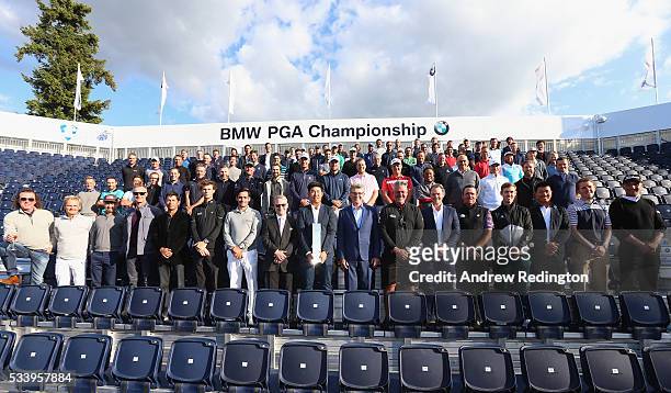 Defending Champion Byeong Hun An of South Korea poses with The European Tour Chief Executive Keith Pelley, BMW Group UK and Ireland Managing Director...