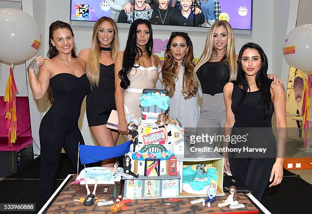 Charlotte Crosby, Holly Hagan, Chloe Etherington, Chantelle Connelly, Marnie Simpson and Sophie Kasaei of Geordie Shore celebrate their fifth...
