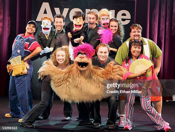The cast of the Broadway musical "Avenue Q," performs during a news conference to announce the arrival of the show at the Wynn Las Vegas Resort...