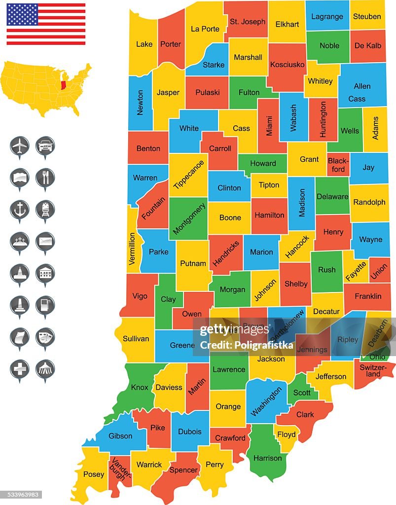 Detailed Vector Map of Indiana