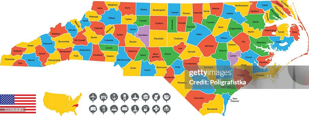 Detailed Vector Map of North Carolina