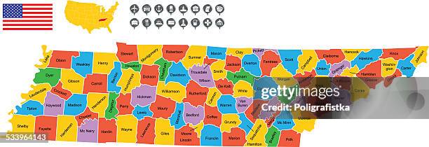 detailed vector map of tennessee - tennessee stock illustrations