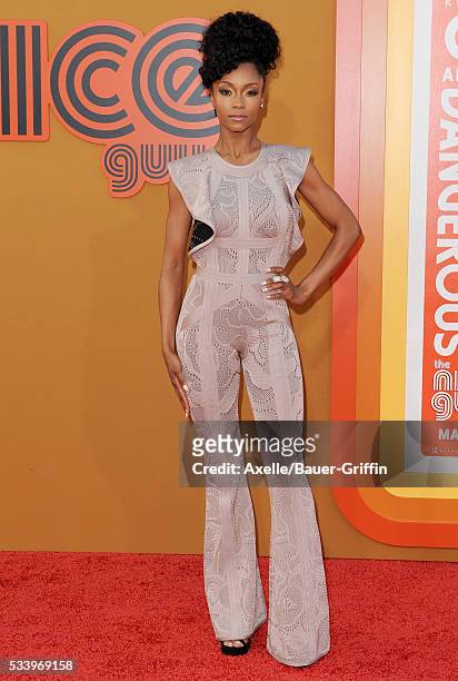 Actress Yaya DaCosta arrives at the premiere of Warner Bros. Pictures' 'The Nice Guys' at TCL Chinese Theatre on May 10, 2016 in Hollywood,...