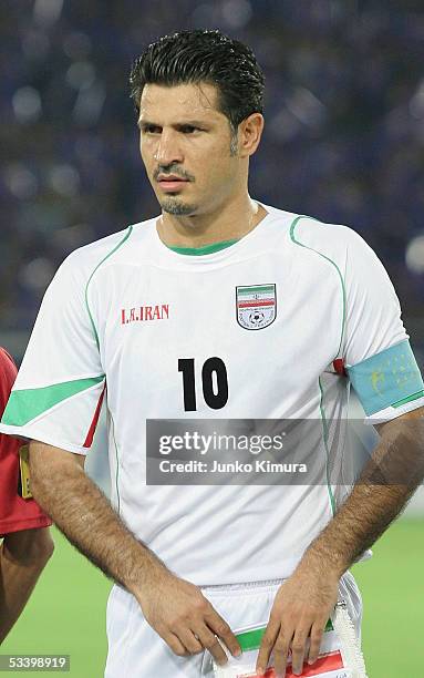 Ali Daei of Iran during the 2006 FIFA World Cup Asian Qualifiers match between Japan and Iran at The International Stadium Yokohama on August 17,...
